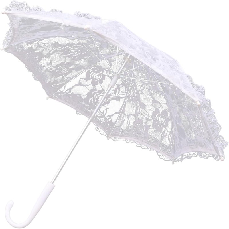 Solnique Mini Lace Embroidery Parasol for Kids – Vintage Bridal Umbrella for Wedding Flower Girls, Small Decorative Lace Parasol for Tea Party - Image 1